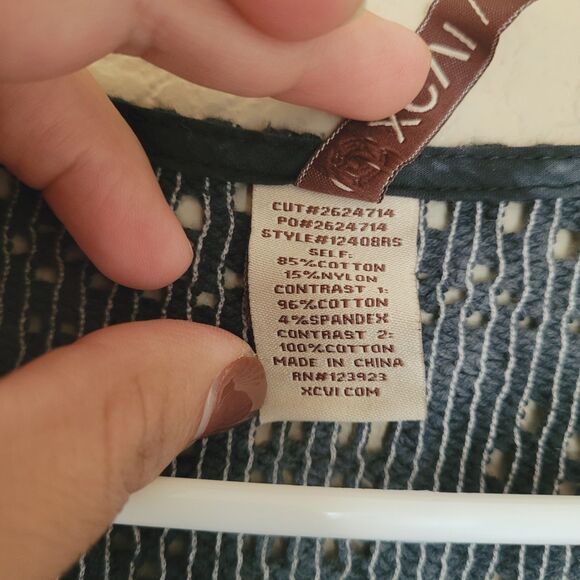 Xcvi Wearables Cotton Fringe Open Front Knit Cardigan Size Large Grunge Tie Dye - Picture 3 of 6